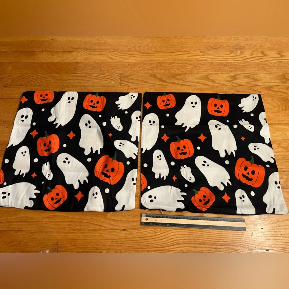 2 Halloween Ghost and Pumpkin pillow covers